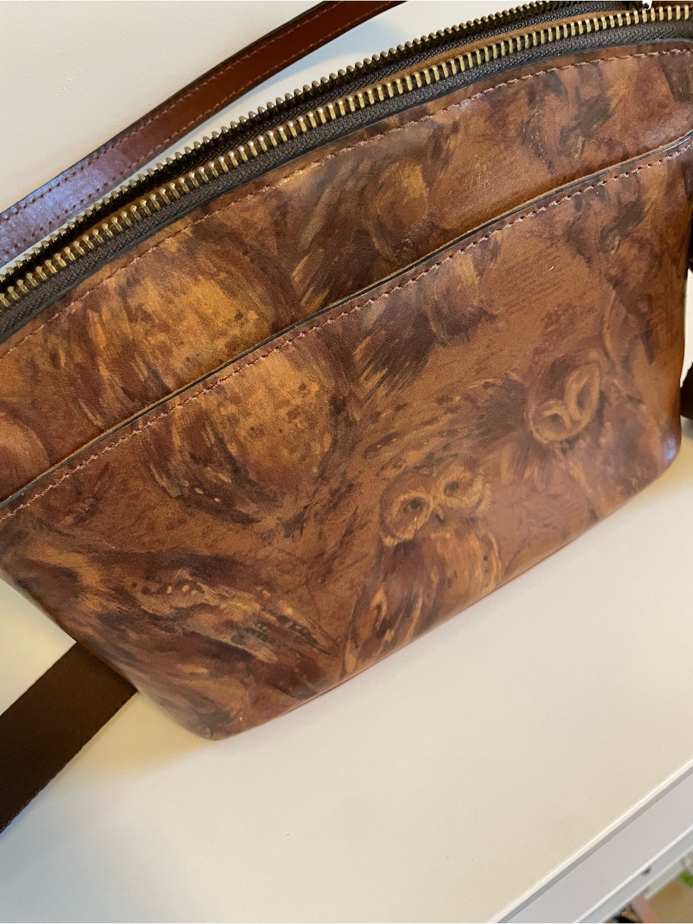 NWOT Patricia Nash Brown Leather Handbag Owl Pattern *Rare* - Picture 10 of 11